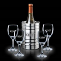 5 Piece Perla Wine Cooler Set w/ 4 Carberry Wine Glasses